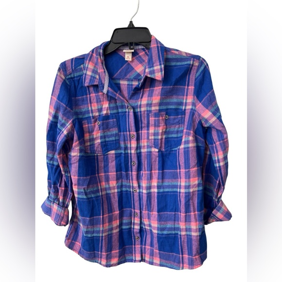 Mossimo Supply Co. Tops - 💚 3/$15 Mossimo Supply Co. Blue and Pink Plaid Button-Down Shirt